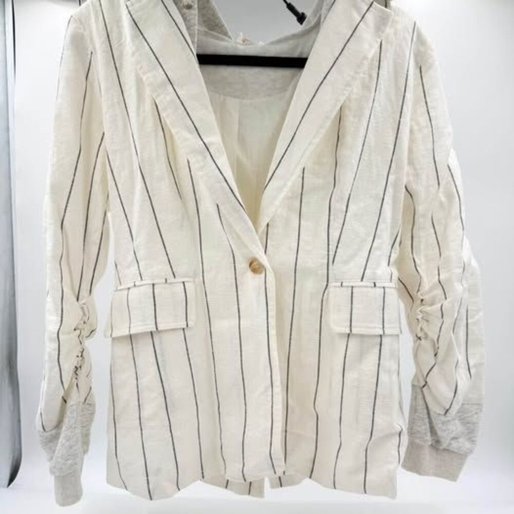 Free People Hooded Pinstripe Blazer Size S